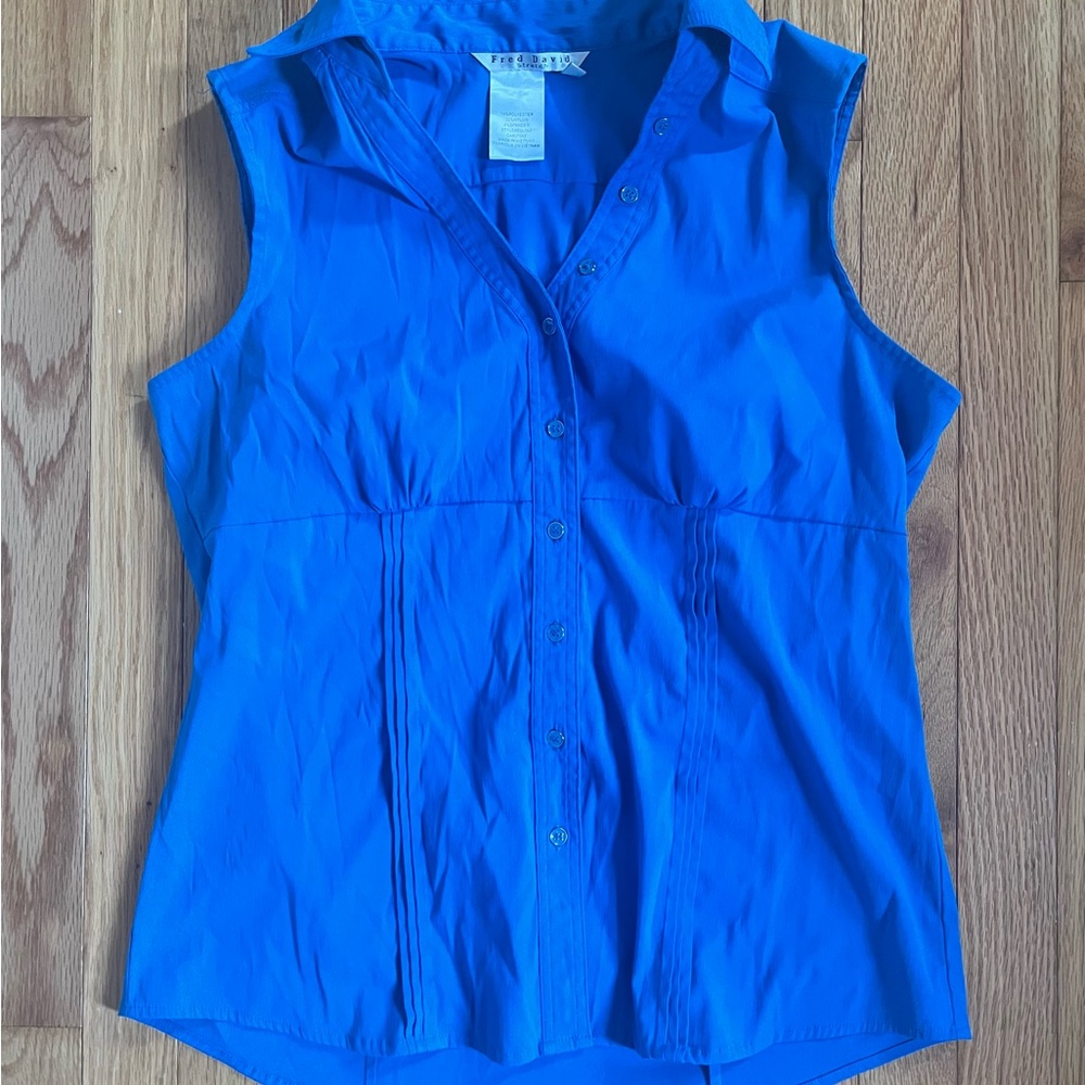 Women's Sleeveless Ruffle Trim Poplin Blouse Top